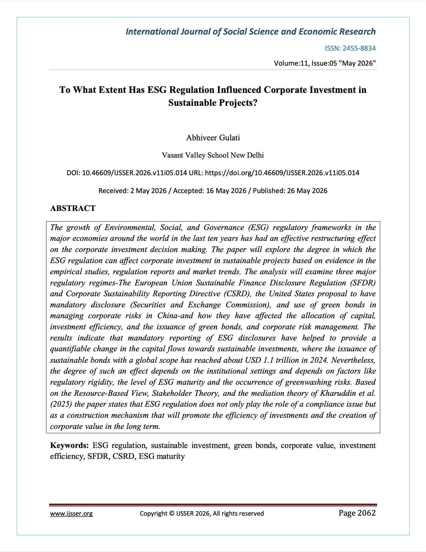 Paper cover — ESG Regulation & Sustainable Investment